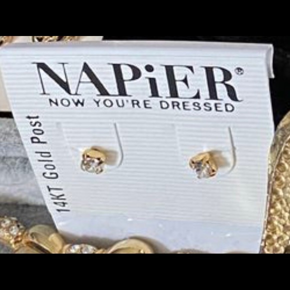 *Sold*Napier 14KT Gold Post Stud Earrings NWT - Picture 1 of 4